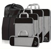 Compressie reistassen set - Packing Cubes Set 7-delig - Travel bag - Kleding organiser set - Opbergzakken - Inpak kubussen - Backpack cubes - Reizen - Zwart