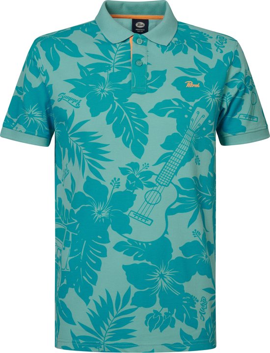 Foto: Petrol industries heren all over print polo verdant blauw maat l