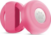 Hond en kat huisdieren siliconen halsband bescherm hoesje/houder geschikt voor Apple Airtag - Roze
