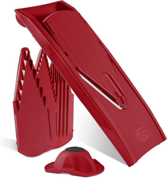 Foto: V1 classicline starter mandoline slicer groentesnijder groente snijden schijfjes blokjes 5 delige set rood cheese slicer