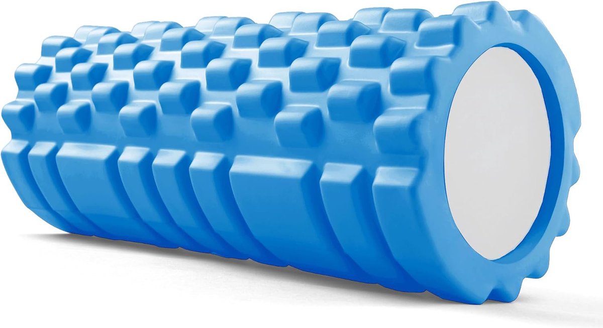 MJ Sports Premium Foam Roller - Foamroller - Massageroller - Yoga - Pilates - Triggerpoints - Fitness - 33 cm - Hard - Blauw