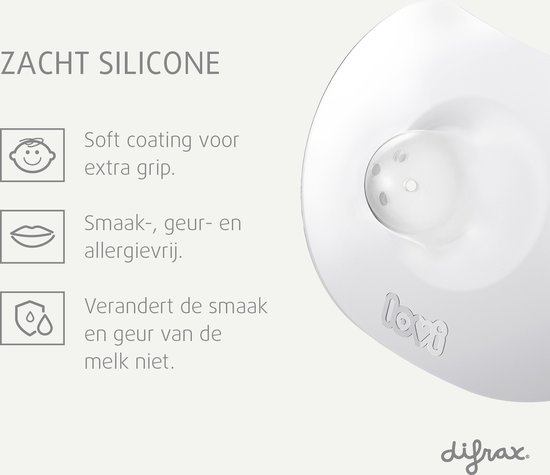 Difrax Tepelhoedjes - Medium/Groot - Beschermt geïrriteerde tepels, ultradun, hoogwaardig zacht silicone van Difrax — afbeelding 4