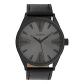 OOZOO Timepieces - Zwarte horloge met zwarte leren band - C10024
