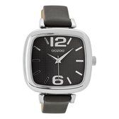 OOZOO Timepieces - Zilverkleurige horloge met olifant grijze leren band - C9183
