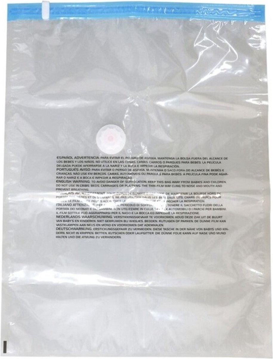 Bolsa Vacuumzakken voor kleding/textiel - Vacuum opbergzakken - 2x stuks - transparant - 60 x 80 cm - Ook voor kussens en dekens