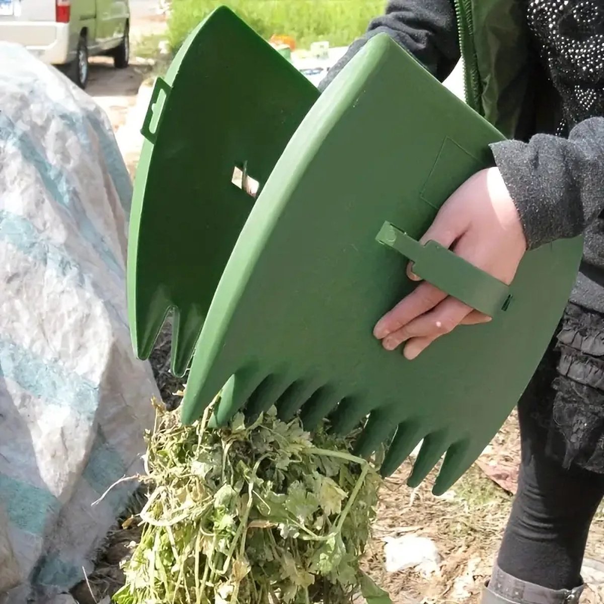 Set van 2 Tuinharken Tuinscheppen Bladscheppen Opruimen tuinafval Tuinbenodigdheden Bladeren opruimen Buiten gereedschappen Duurzame tuinen Kunststof tuingereedschap Universele maat Gemakkelijk bladeren opscheppen