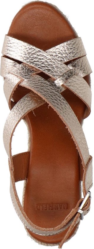 Manfield - Femme - Compensées en cuir métallisé doré - Taille 41