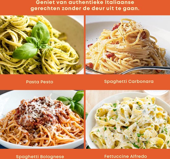 Machine à pâtes YUGN Faites vos propres pâtes - Recettes de pâtes telles que les pâtes au pesto et les spaghettis à la bolognaise - Comprend une tasse et une pince de table interchangeables et des pieds en caoutchouc - eBook gratuit
