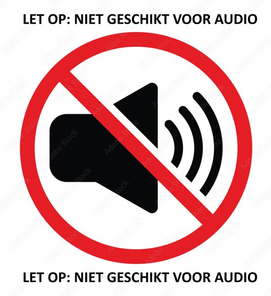 Un symbole d'enceinte à l'intérieur d'un cercle rouge barré, indiquant que l'audio n'est pas autorisé. "ATTENTION : NE CONVIENT PAS POUR L'AUDIO" est écrit au-dessus et en dessous.