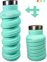 EasyFold Foldy Blue - Opvouwbare Drinkfles - 600 ML - Sea Blauw - Sportfles - Drinkbeker - Duurzaam - Reizen - Waterfles - Gezond - Kindvriendelijk - Milieuvriendelijk - Cadeau - School - Geen plastic - Bestrijd plasticvervuiling