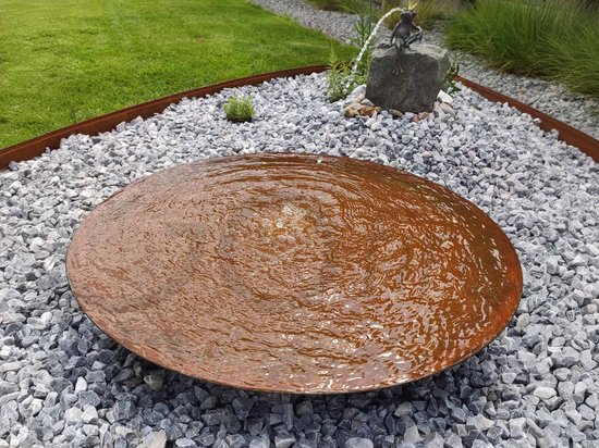 Gofire Soho waterschaal cortenstaal - 50 cm - vogelbadje tuin - vogel drinkschaal