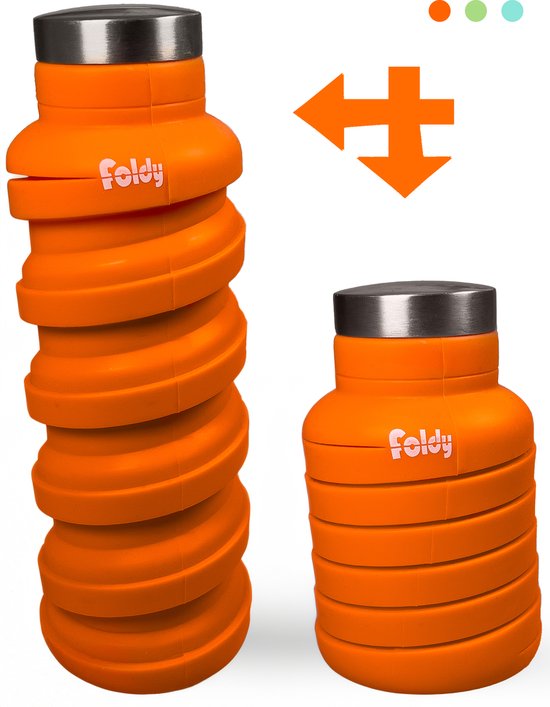 Foto: Easyfold foldy oranje opvouwbare drinkfles 600 ml sea blauw sportfles drinkbeker duurzaam reizen waterfles gezond kindvriendelijk milieuvriendelijk cadeau school geen plastic bestrijd plasticvervuiling