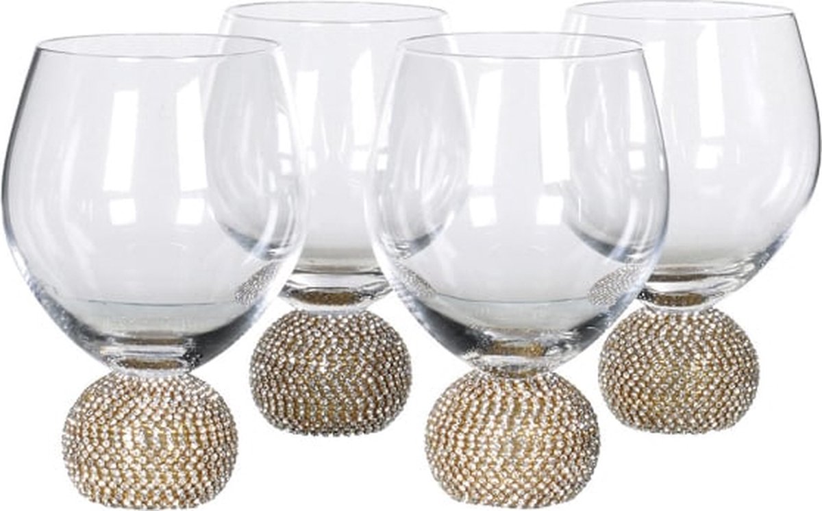Residencia Interieur - Drinkglazen Goud Kristal - Luxe Waterglazen Set van 4 - Handgemaakt - 20cl