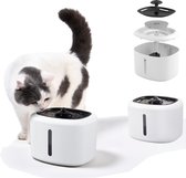 Hipet® Automatische Drinkfontein / Waterfontein voor huisdieren Met Filter - Geschikt voor Katten & Honden - Dieren Drinkbak / Waterdispenser (Geluidloos Filter) - 2.5L - Wit