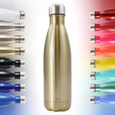 Thermosfles, Drinkfles, Waterfles - Modern & Slank Design - Thermos Fles voor de Warme en Koude Dagen - Dubbelwandig - Robuuste Thermoskan - 500ml - Gold Chrome - Glimmend Goud