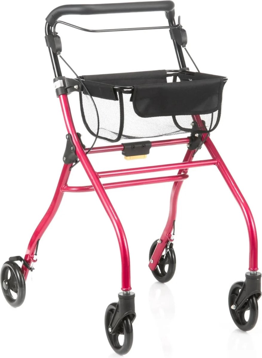 Goedkoopste Binnen rollator Plaza Indoor - Inclusief dienblad en opbergnetje - Eenhandig bediening - Betrouwbare remmen - Korte draaicirkel - Opvouwbaar - Compact - Rood