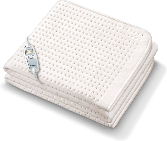Beurer UB 100 - Elektrische onderdeken - Apparte voetenzone - 198 x 92 cm - 2 x 9 Warmtestanden - Automatische uitschakeling - Fleece - Machinewasbaar - 5 Jaar garantie - Wit