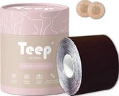 Boob tape - Boobtape - Plak bh - Donkerbruin - 500x7.5cm - Inclusief set nipple covers - Teep