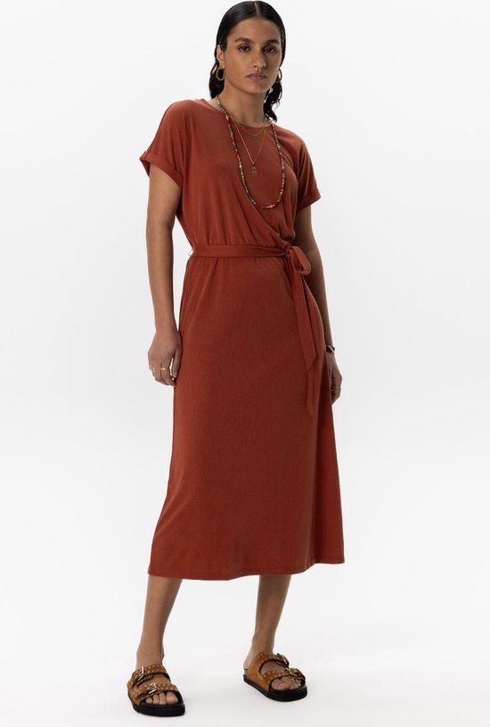 Sissy Boy Donkerrode jersey jurk met riem bol