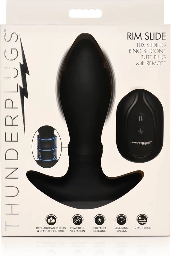 Rim Slide - Plug anal en silicone à Ring coulissant - Noir