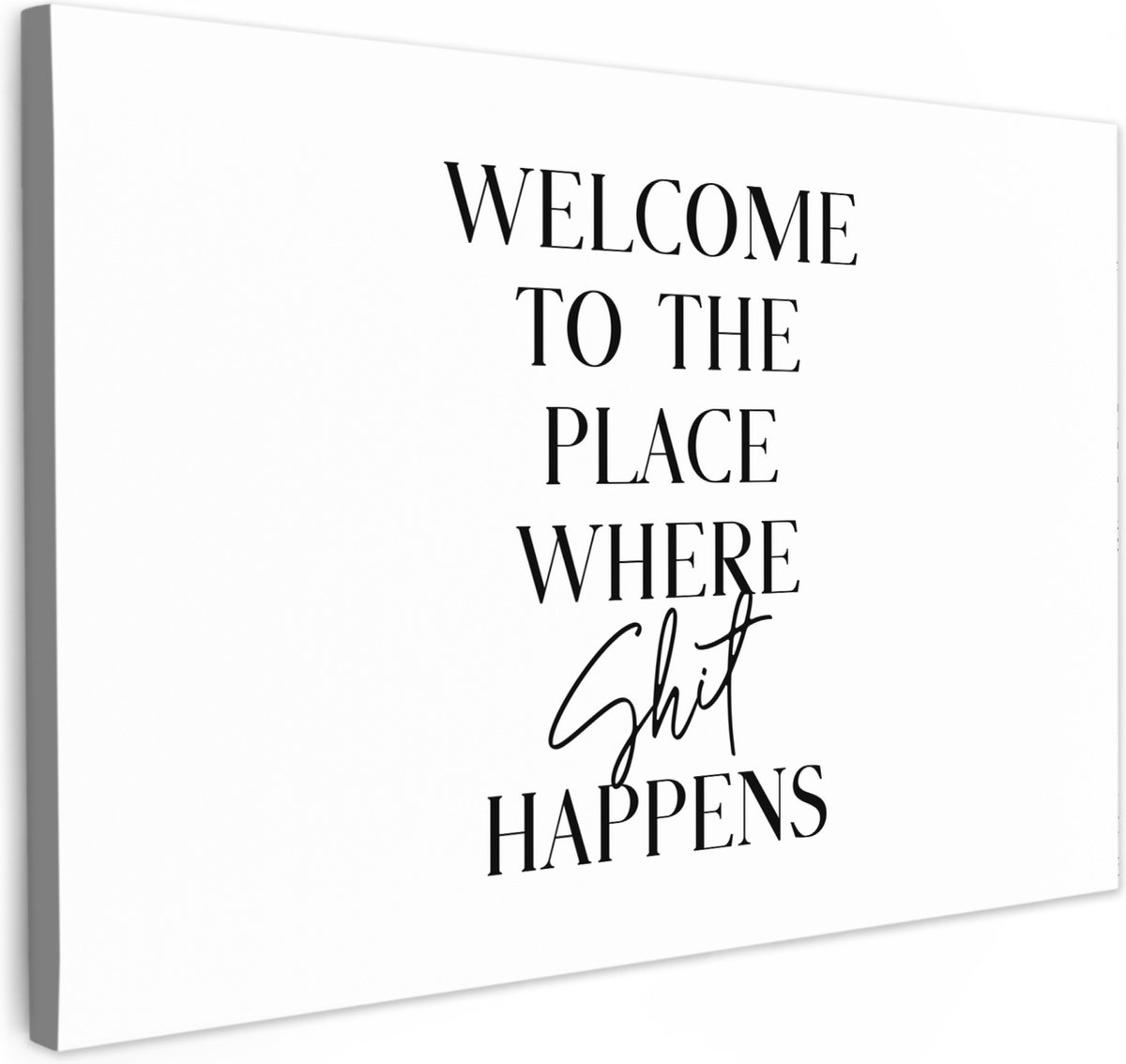 Canvas schilderij 120x80 cm - Wanddecoratie badkamer Quotes - Welcome to the place where s