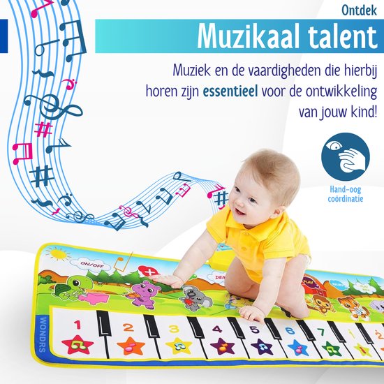 Pianomat, voor kinderen, speelgoed vanaf 2 jaar, dansmat, muziekmat, 8 instrumenten, peuterspeelgoed voor jongens en meisjes van 1-5 jaar 100 x 36 cm van Merkloos — afbeelding 3