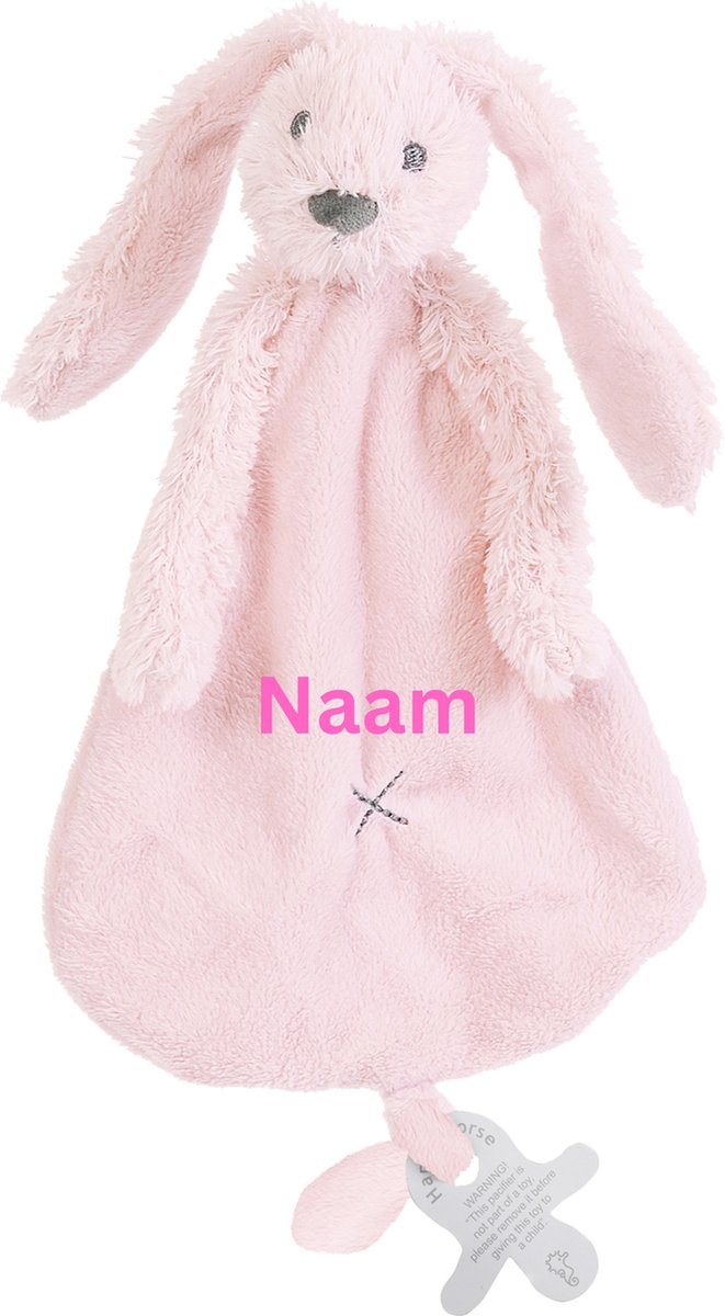 Happy Horse Rabbit Richie - Met Geborduurde Naam - Kleur Pink - Kraamcadeau