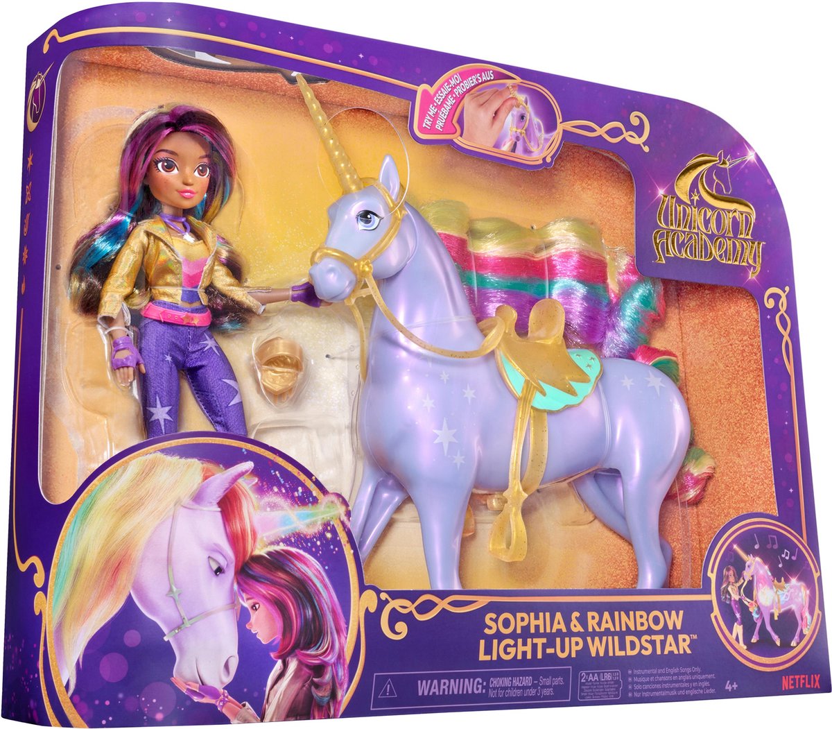 Unicorn Academy - Sophia & Regenboog Lichtmagie Wildstar - Modepop met Interactieve Eenhoorn met licht geluid en muziek — afbeelding 17