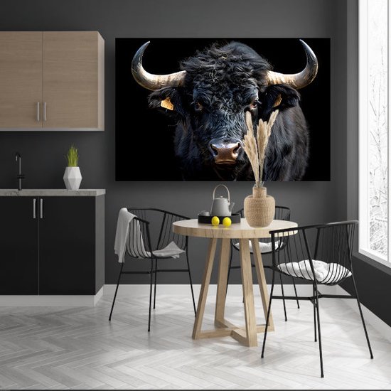 Canvas Schilderij Een tekening van een rode lap op een stier - 120x160