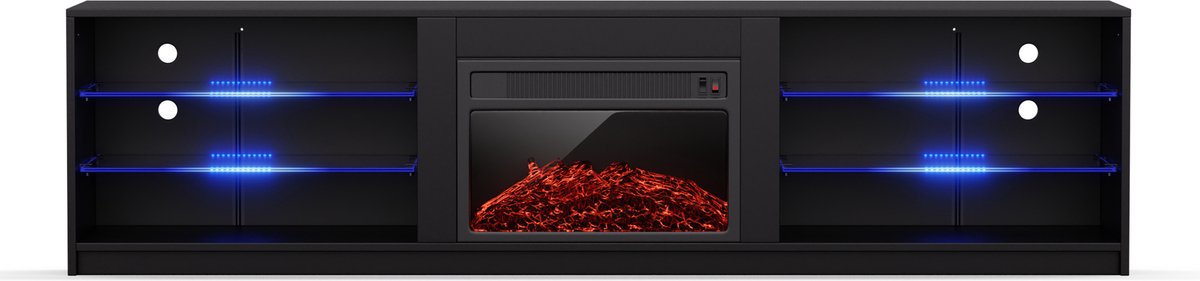 Perth medium lowboard tv-kast elektrische haard, 160 x 40 x 30 cm, LED op Prijzenvolger.com