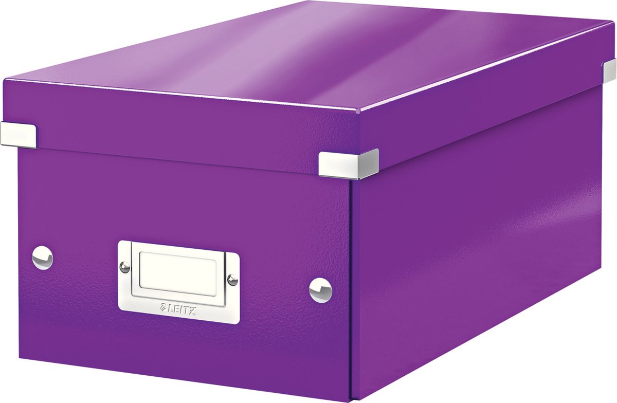 Leitz WOW Click & Store Kartonnen Opbergdoos - 84% Gerecycled Karton - 21 x 15 x 35.2 cm (BxHXD) - Ideaal voor Thuiswerkplek - Paars