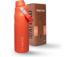 Motivai Fast Sip Thermosfles - Oranje - 24oz - Travel Cup - RVS Thermosbeker - Drinkbeker To Go - 700 ML - Travel Mug - Thermosbeker met Draaidop - Waterfles met hendel - Motivatie Waterfles - Tumbler - Thermoskan - Fast Sip Bottle - RVS