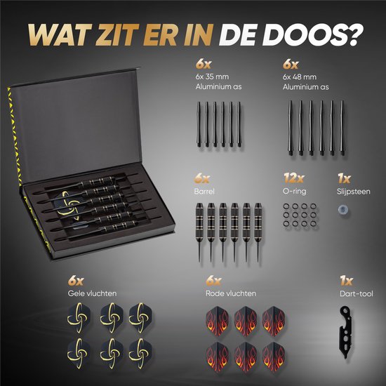 Lumora - Professionele Dartpijlen Set van 6 stuks - met Shafts, Flights en Puntslijper - 23 gram Darts met Extra Onderdelen - Cadeau voor Man van Lumora — afbeelding 2