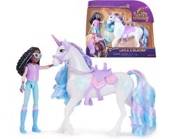 foto van Unicorn Academy – Pop Layla & Eenhoorn Glacier - met 2 rijaccessoires en borstel - Speelfigurenset