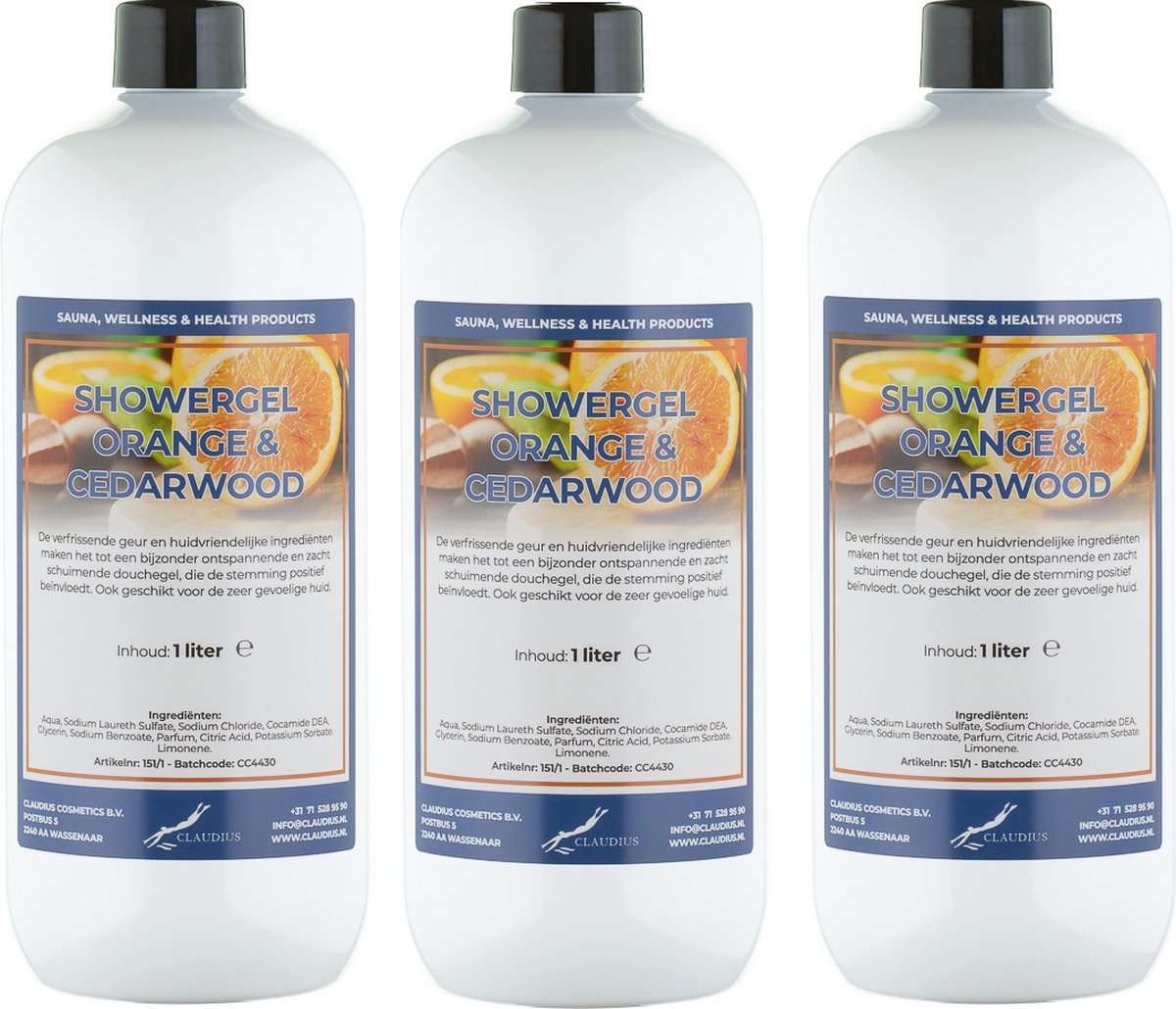 Goedkoopste Douchegel Sweet Orange & Cedarwood 1 liter - set van 3 stuks - showergel