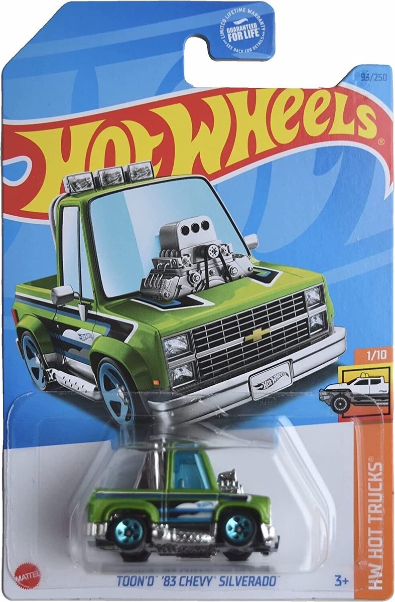 HOT WHEELS TOON 'D '83 CHEVY SILVERADO 93/250 (1:64) GREEN HW HOT TRUCKS 1/10