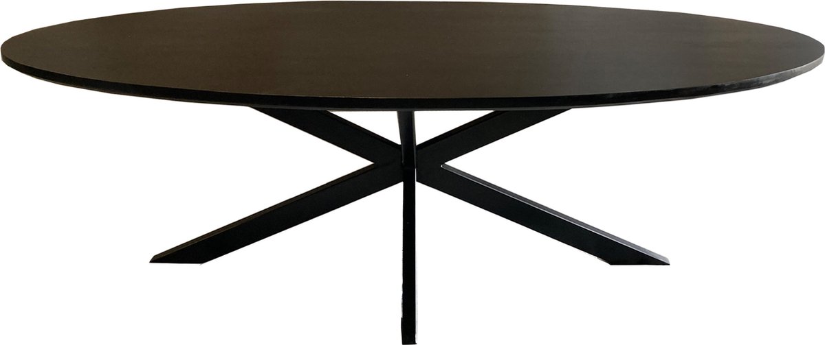 Livingfurn - Eetkamertafel Jesper Oval Black - 240x110x76 cm - Mangohout