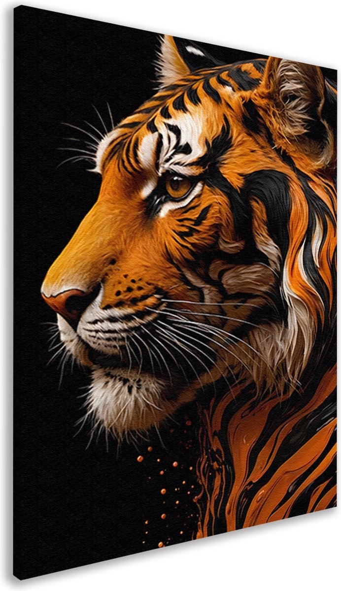 Tijger schilderij - Dier wanddecoratie - Canvas schilderij Vlekken - Wanddecoratie klassie