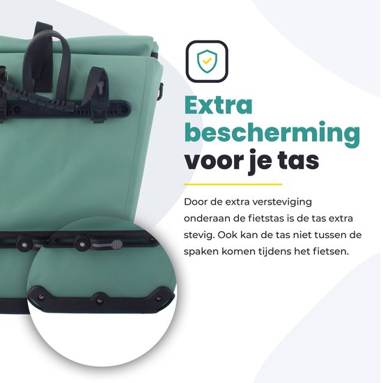 Voltano Luxe E-bike Fietstas Enkel 28L - Mint Groen - Pakaftas Met Laptop vak - 100% Waterdicht - Met Gratis Schouderband van Voltano — afbeelding 4