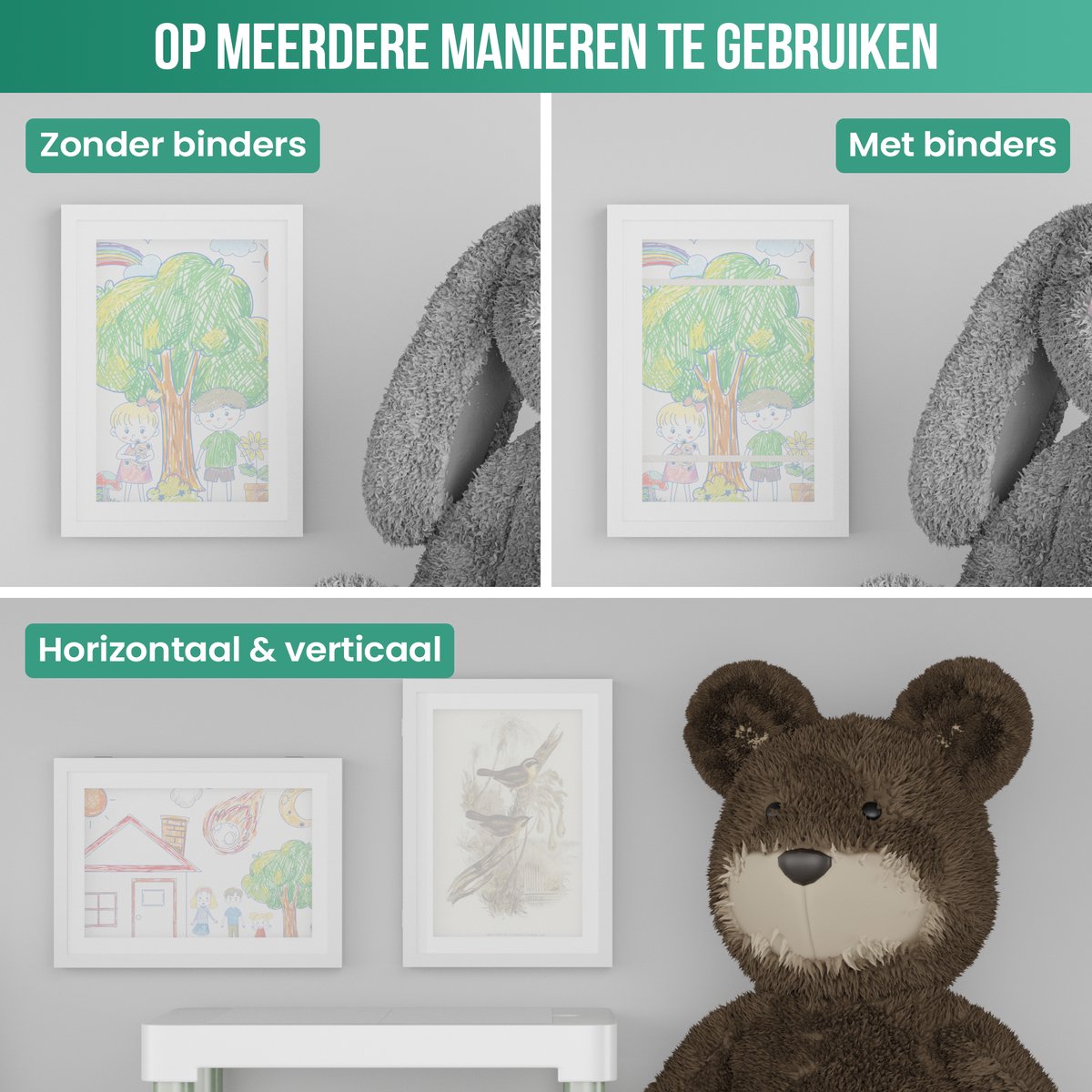 Avalo Kindertekeningen Lijstje Wit - Wissellijst A4 - Fotolijst Voor Tekeningen - Openklapbare Wissellijst A4 - Kindertekeningen Inlijsten — cadeau in Wonen & Interieur - foto 5