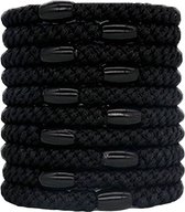 Haar Elastiekjes - Haarelastiekje Gevlochten - Elastiek en Armband - haarelastiekjes met kraal - haarelastiekjes te dragen als armband - sterk elastiek - 10 stuks - Zwart