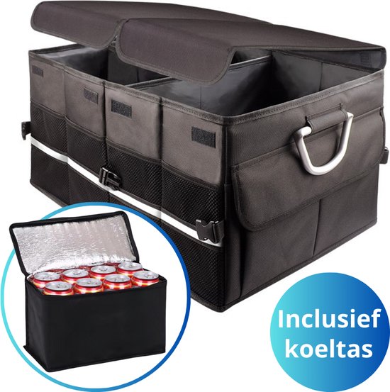 Boite Rangement Voiture Organiseur De Coffre De Voiture, Poignées Renforcées, 50 L En Polyester Sac Coffre Voiture