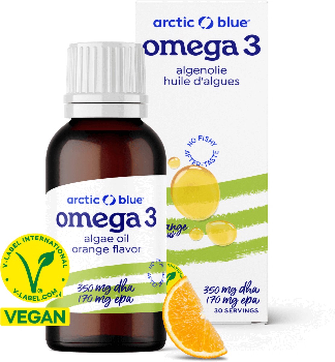 Goedkoopste Arctic Blue – Omega 3 Algenolie - 350 mg DHA 170 mg EPA - Sinaasappelsmaak - 30 Doseringen - Vegan Keurmerk