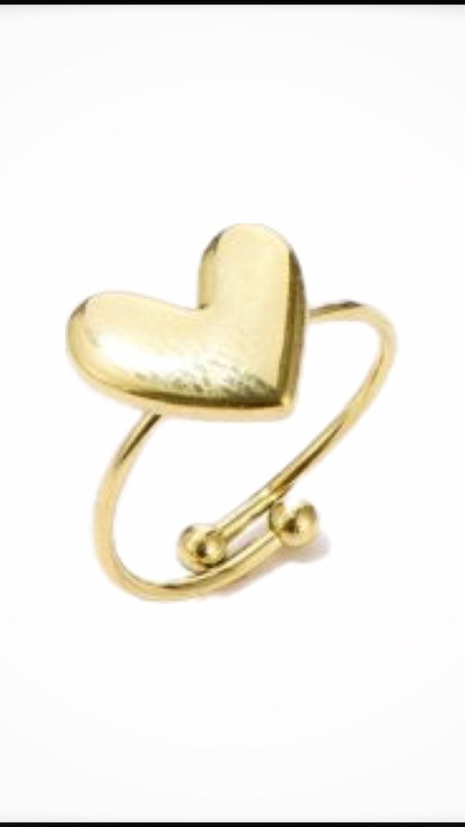 Sweet 7 hartvormige stainless steel ring goud