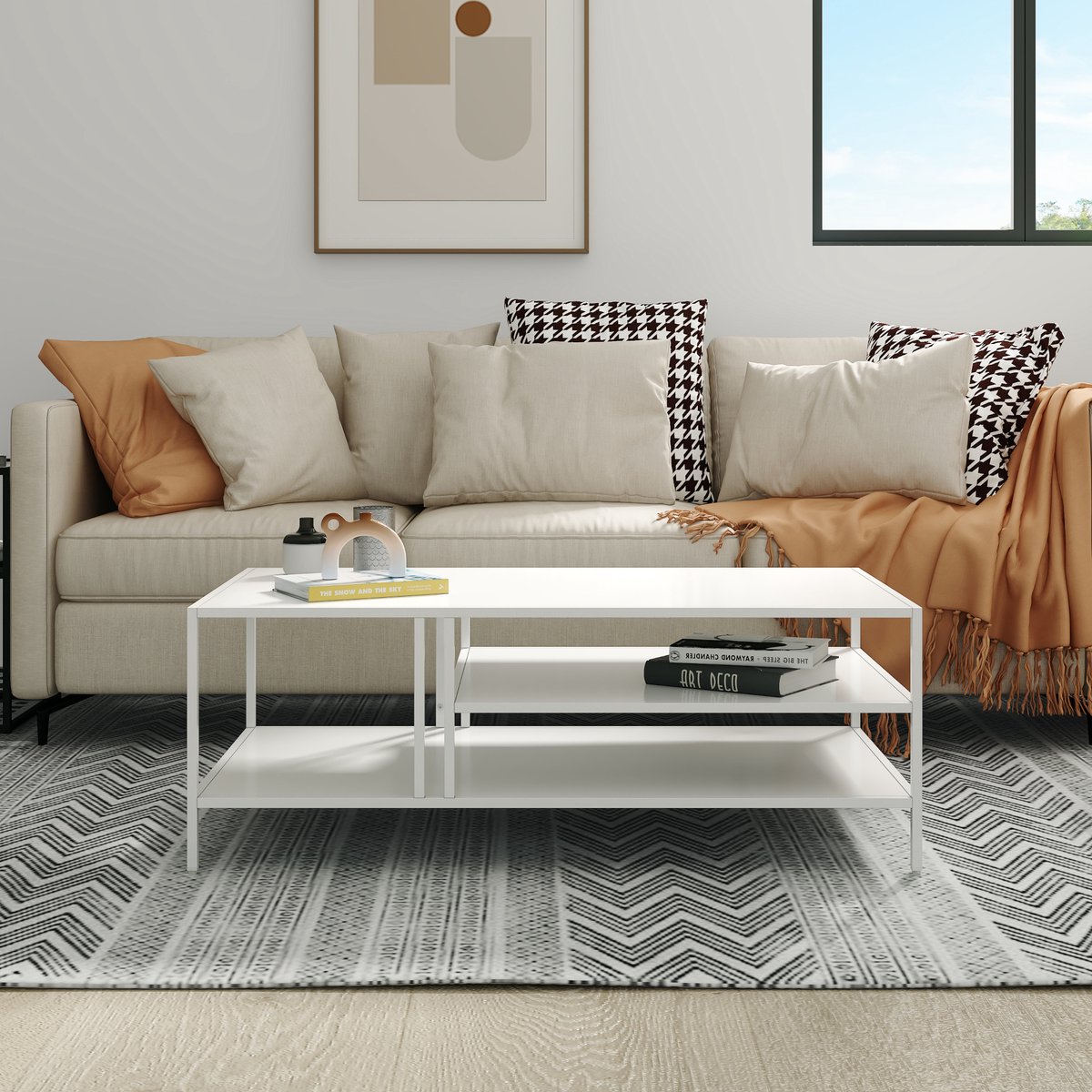 en.casa Salontafel Kumlinge metaal 40x110x55 cm wit [en.casa]