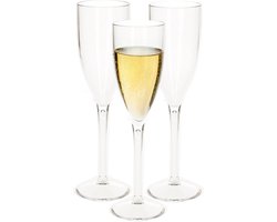 Champagne/prosecco flute glas - 2x stuks - 15 cl/150 ml - onbreekbaar transparant kunststof - bruiloft/feest glazen