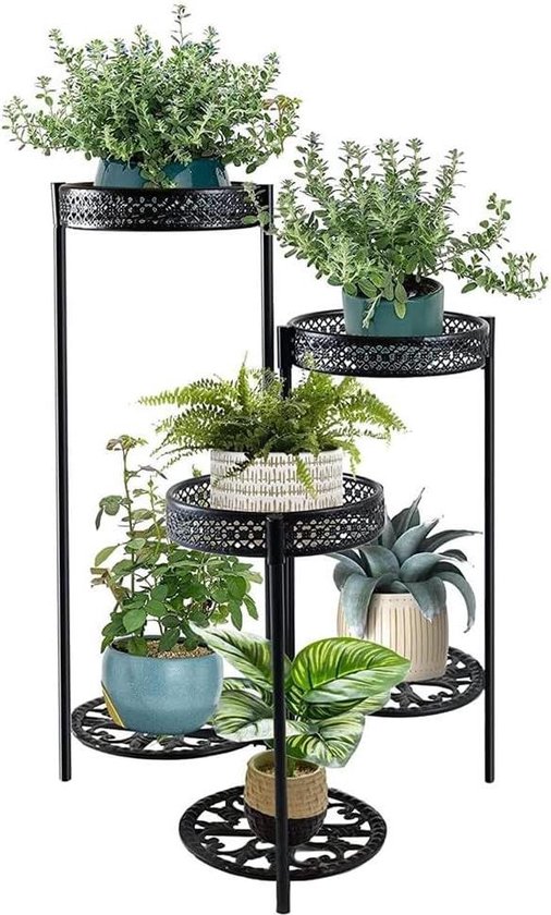 KHayRovies Bloemenrek, plantenrek, metalen plantenstandaard, bloempotstandaard, bloemenbank, plantentrap, bloementrap voor kamerhoek, woonkamer, balkon, binnen, tuin (C