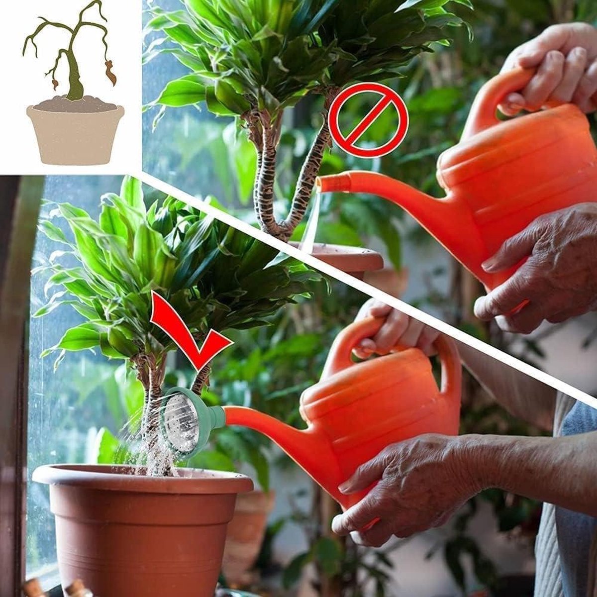 Universele watersproeier geschikt voor alle tuinirrigaties - Kunststof en metalen gieter - 1 stuk
