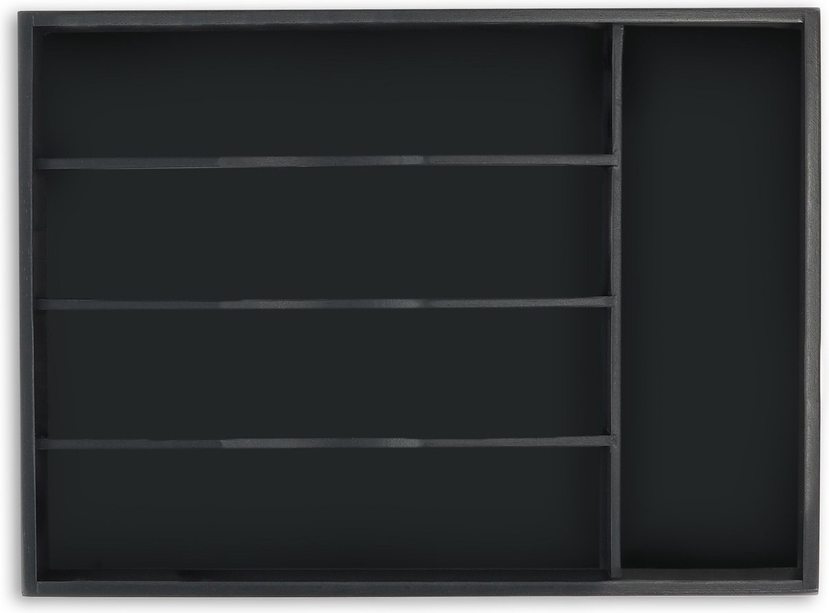 bestekbak - 5 vakken - 4,5 x 34 x 25 cm - bamboe - zwart
