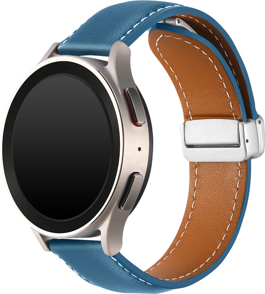 Band Geschikt voor Universele Galaxy Watch Leer+Magnetische Sluiting – Blauw